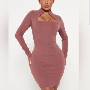 Late Night Mini Mauve Long Sleeve Dress Nwot